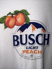 Busch Light Peach T Shirt Size Large New Smoke Free Home