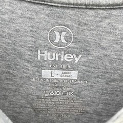 Hurley Mens T-Shirt Large L Graphic Logo Short Sleeve Gray Blended Fabric Camisa