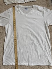 Gildan V-Necks Undershirt Mens Size Large White Cotton Tag Free 6 Pack T Shirts