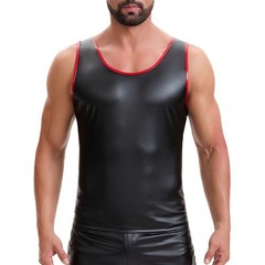 Men’s Faux Leather Sleeveless Vest Slim Fit Elastic Sexy Nightclub Punk Crop Top