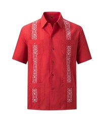 2026 Men’s Guayabera Shirts Zipper Lapel Traditional Casual Short Sleeve Shirt F