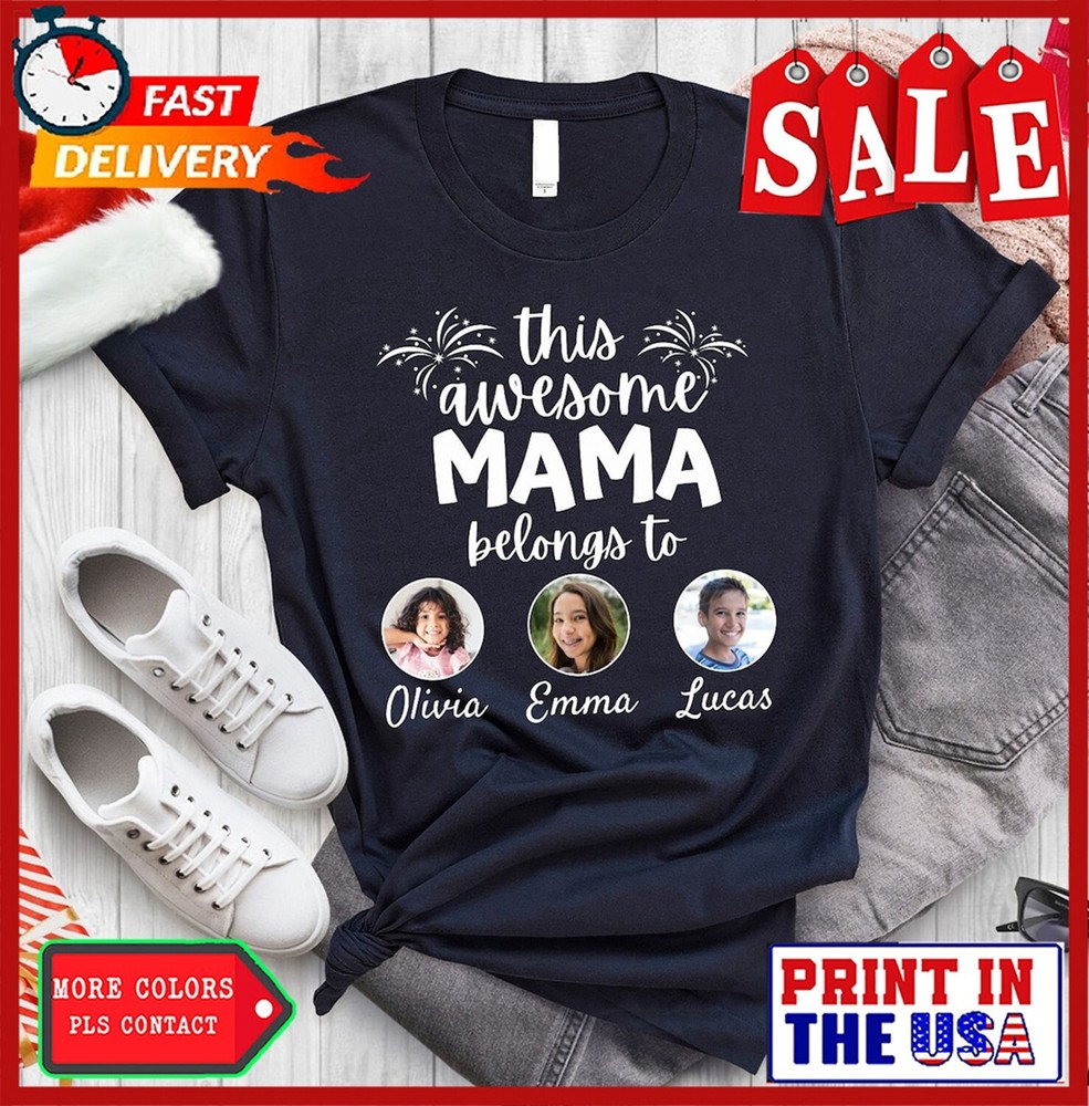 Personalized Mom Shirt with Kid’s Name and Photo, Mother’s Day Shirt, Custom Mam