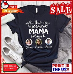 Personalized Mom Shirt with Kid’s Name and Photo, Mother’s Day Shirt, Custom Mam
