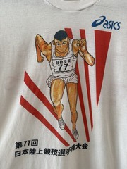 VINTAGE 1993 RARE ASICS Japan Track And Field Championships Double Sided T-Shirt
