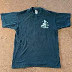 Fruit of the Loom Hands On Rescue Graphic T-Shirt Mens Large Black Heavy Cotton