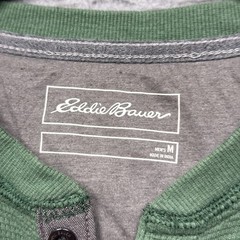 Eddie Bauer Thermal Henley Shirt Mens Medium Green Waffle Knit Outdoor