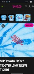 Swag Golf – Super Swag Bros Long Sleeve T-Shirt – Tie Dyed Blue/White – Large