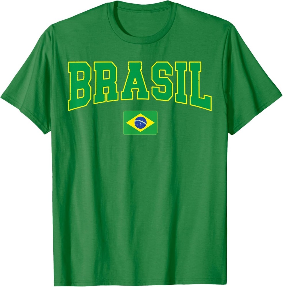 Brazil Flag T Shirt Yellow Green Proud Brazilian Men Women Unisex Soccer Tee