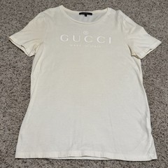 Authentic GUCCI Logo Mark Pattern Size M White Short Sleeve T-Shirt
