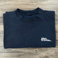 Vintage No Fear Tee Black T-Shirt 90s USA Size XL Sun Faded Distressed Grunge