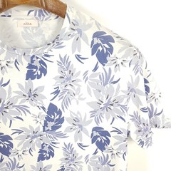 Altea T Shirt Mens M White Blue Slim Fit Floral Print Short Sleeve Summer Tropical
