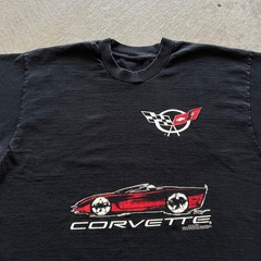 Vintage 90s C5 Corvette Shirt Size XL Black John Cafaro Art Sports Car Chevy