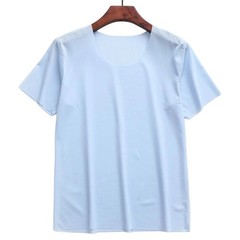 Men’s Breathable Ice Silk Tee Short Sleeve Loose Fit Round Neck Home Top