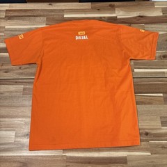 Diesel Denim Division T-shirt Mens Large Orange Logo Crewneck