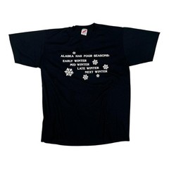 Vintage Alaska Four Seasons T-Shirt Mens XL Single Stitch Black Winter Humor