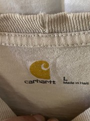 Lot of 2 Carhartt K87 Heavyweight Cotton Pocket T-Shirts Men’s L Sand & Charcoal