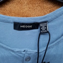 HEDGE Shirt Mens XL Blue Pullover Henley Mineral Wash Slub 100% Cotton Casual