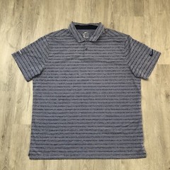 Nike Golf Polo Shirt Men Size XL Purple Stripe Dri-Fit Vapor Adult Company Logo