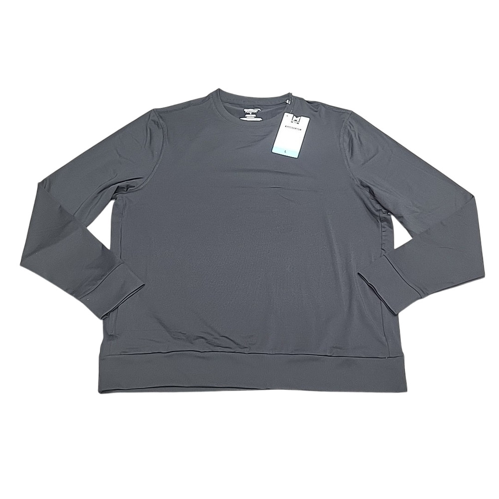 Members Mark Mens Pullover Large Size Black Long Sleeves Top with Zip Pocket