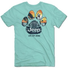 Jeep Dog Paw Tee Mint Green Graphic T-Shirt Pet Lover Off-Road Shirt