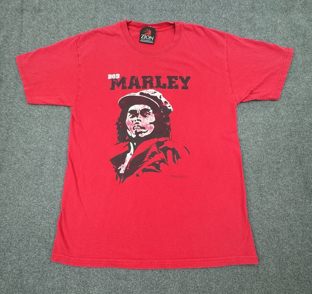 Vintage Bob Marley Zion Rootswear T-Shirt Mens Medium Red 2007 Rasta Reggae