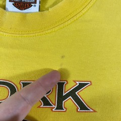 Vintage Harley Davidson Shirt Mens XL Yellow Work Sucks Lets Ride Curlys NC Y2K