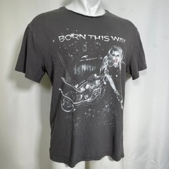 Lady Gaga Born This Way Motorcycle Design Charcoal Gray T-Shirt Men’s LARGE