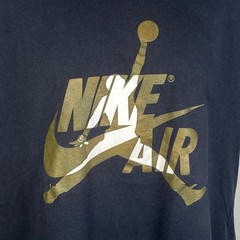 Nike Air Jordan Gold Jumpman Logo T Shirt Mens XL 100% Cotton Short Sleeve