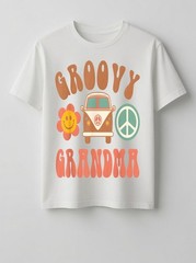 Women Retro Groovy Grandma Family Birthday Party Graphic T-Shirt