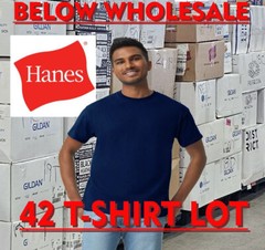 Below WHOLESALE Blank T-Shirt – 42 5XL NAVY BLUE HANES 5250 Bulk Lot