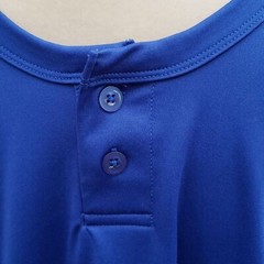 Alleson Athletic Men’s Blue White Henley Short Sleeve Polyester T-Shirt, Size L