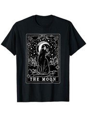 The Moon Tarot Card Cat T-Shirt – Mystical Celestial Black Cat Graphic Tee