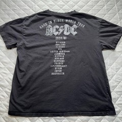 H&M Shirt Mens L Gray AC/DC Back In Black World Tour Band Graphic T Shirt