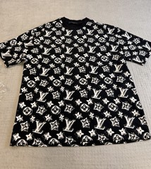 Louis Vuitton Monogram All Over Print T-Shirt Black White XXL Made France