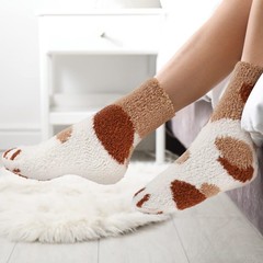12 Pairs Women Fuzzy Socks, Soft Fluffy, Cute Cat Claw, Cozy Slipper Socks