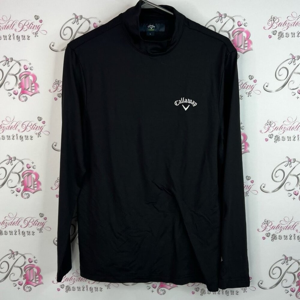 Callaway shirt turtleneck logo white front Men’s Long Sleeve Black Tee