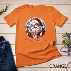 Jolly Stained Glass Santa Claus Face Graphic Tee Funny Christmas Unisex T-shirt