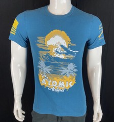 Grunt Style “Fly Atomic Airlines” Blue Front Graphic T Shirt, Men’s Size Small