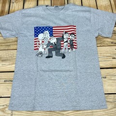 Vtg Y2K New Old Stock 2005 American Dad Flag Gray Graphic T-Shirt Men’s Sizes