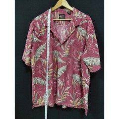 Pierre Cardin 100% Silk Hawaiian Shirt Red Leaf Print Men’s Size XXL
