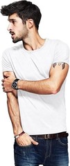 Men’s Elastic Slim Fit Crew-Neck T-Shirt Casual Solid Short Sleeve Tee White M
