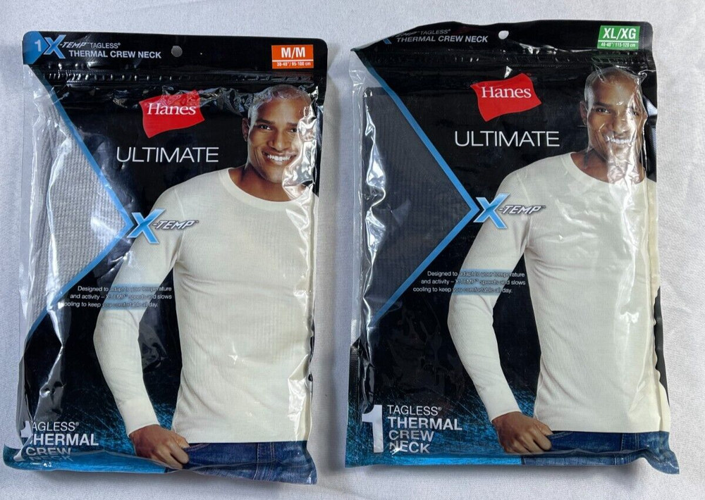 Men’s Hanes Ultimate X-Temp Thermal Crew Neck Long Sleeve Tagless NEW BJ