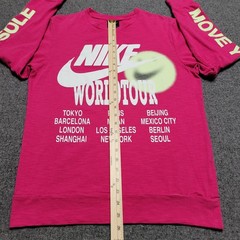 Nike Shirt Mens Small Fireberry Pink Sportswear World Tour Glow In The Dark Tee