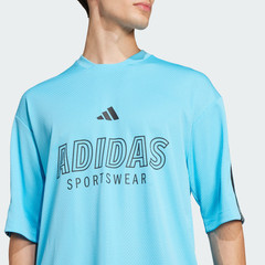Adidas House Of Tiro Graphic Logo T-Shirt Bright Cyan Blue Black-Medium