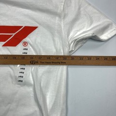Formula 1 F1 Racing Graphic T-Shirt Mens Large White Red Logo Hybrid Apparel NEW