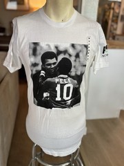 New Licensed Pele Soccer with Muhammad Ali T-Shirt Adult Medium White Unworn