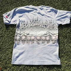 Vintage JNCO Mens T-Shirt Size Large Flaming Skulls Gray Y2K Skater