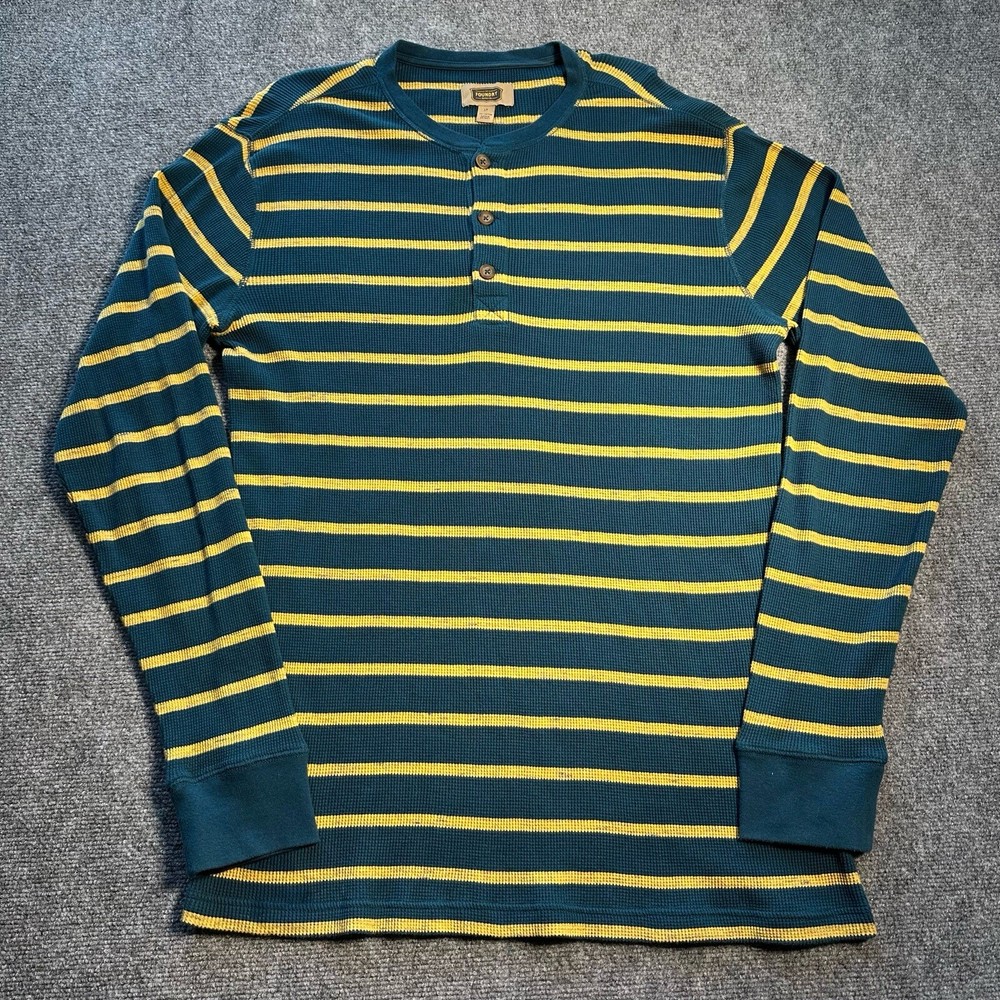 Foundry Shirt Mens Large Tall Blue Waffle Weave Long Sleeve Button Rib Cuff