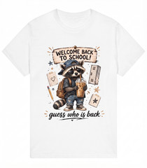 Guess Who Is Back Raccoon Teacher T Shirt Iced Coffee Funny First Day Of School