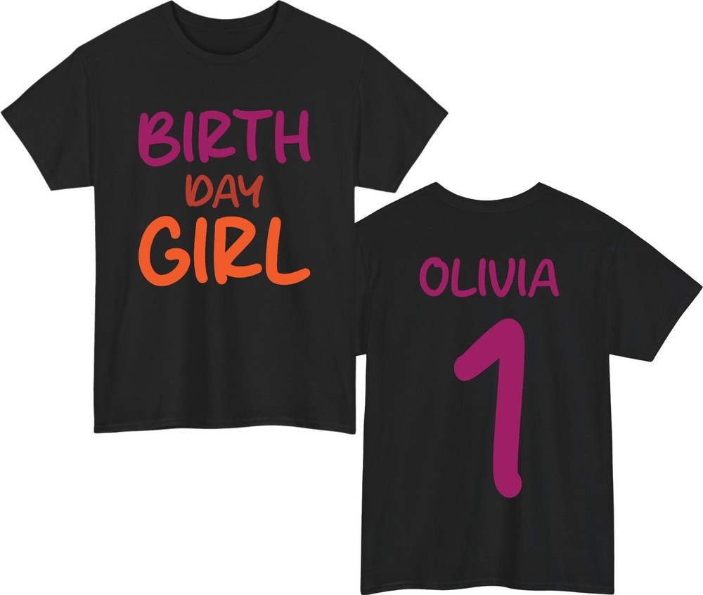 Personalised Birthday Girl T-Shirt-Custom Name Number Family Party Matching Tee